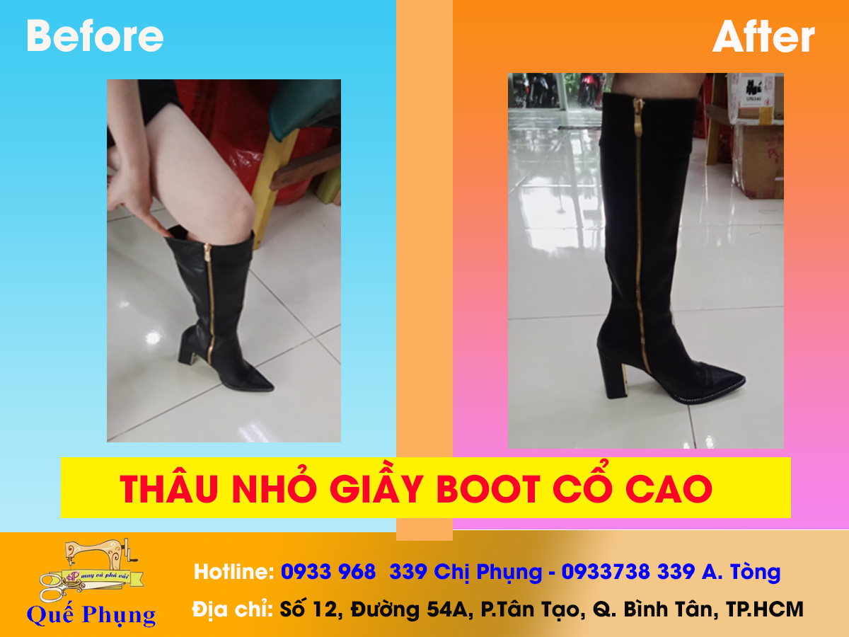 Giảm size giày boot tại Tiệm Quế Phụng